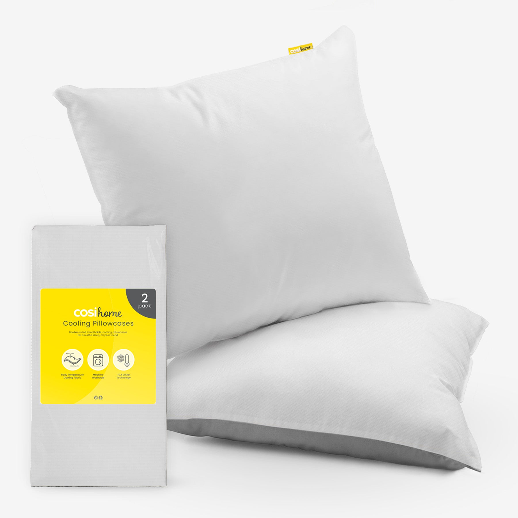 80 x 50 cm Grey Cooling Pillow Case - 2 Pack