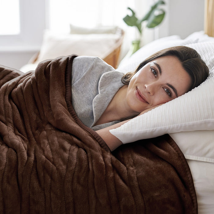 Fleece Electric Heated Throw Brown Free Next Day Delivery Cosi Home