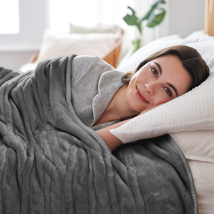 Fleece Electric Heated Throw Grey Free Next Day Delivery Cosi Home