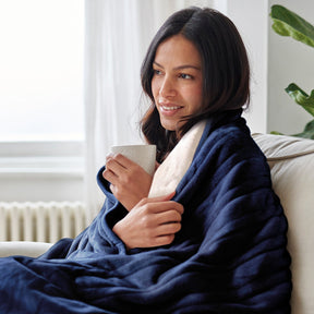 Fleece Electric Heated Throw - Navy