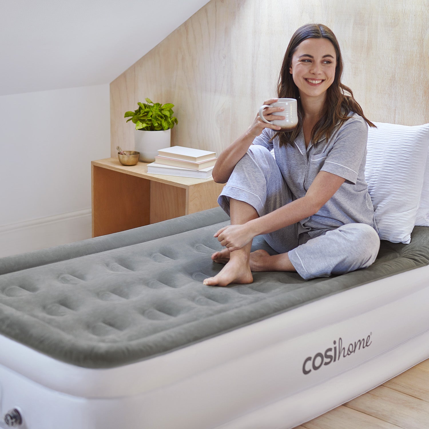 Single Size Air Bed - Built-in Electric Pump and Pillow