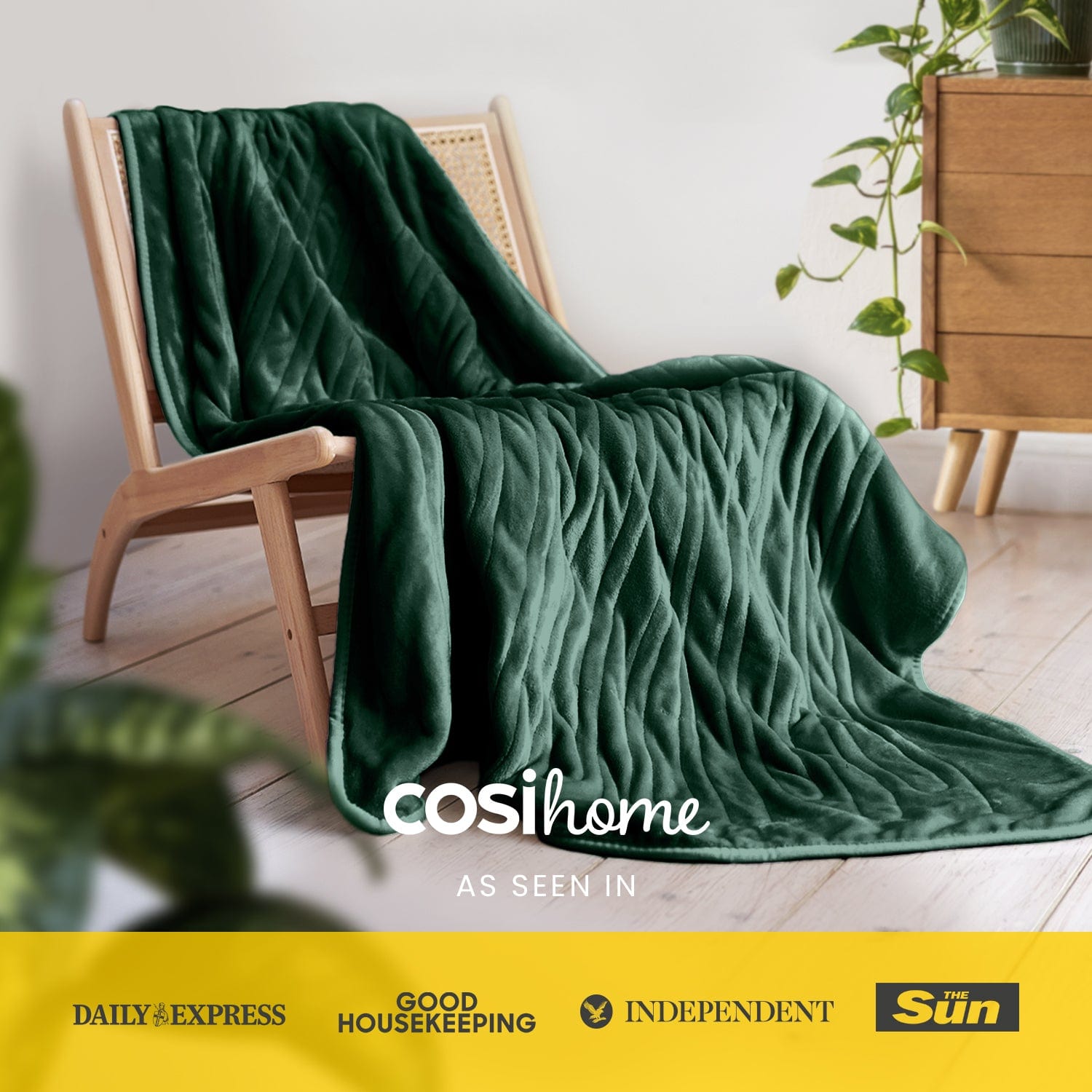 Fleece Electric Heated Throw - British Racing Green