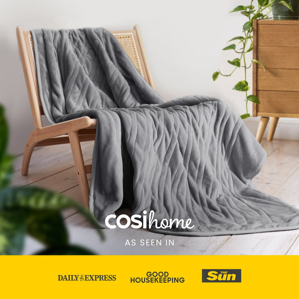 Fleece Electric Heated Throw Grey Free Next Day Delivery Cosi Home
