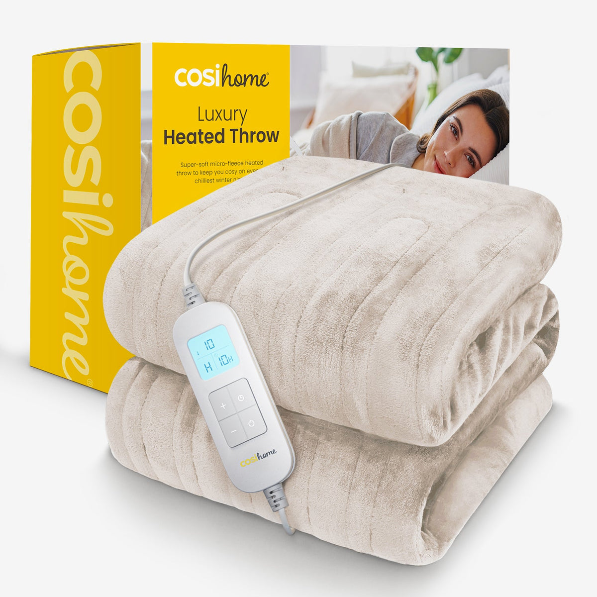 Fleece Electric Heated Throw Cream Free Next Day Delivery Cosi Home