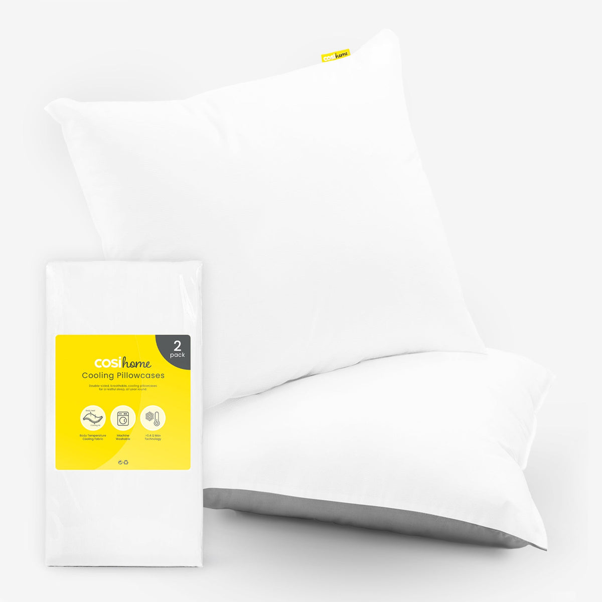 80 x 50 cm White Cooling Pillow Case - 2 Pack