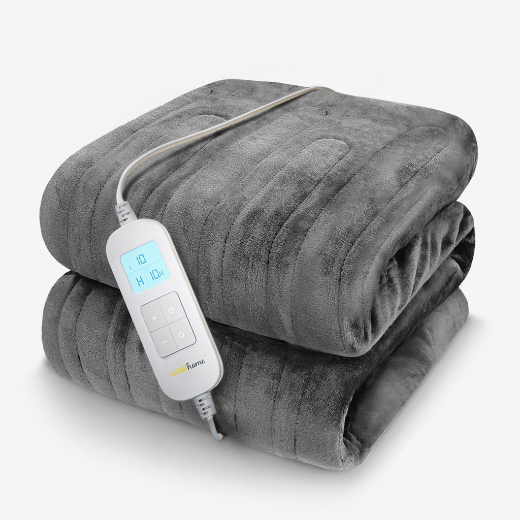 Cosi Home grey fleece heated throw HT-02G-UK-5-FBA